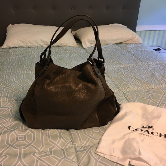 Coach Edie 42 Suede and Pebble Leather Bag - Picture 4 of 15
